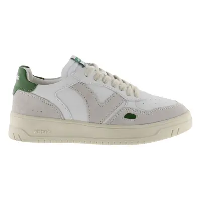 Retro leather-effect and split leather Trainers Victoria Seul