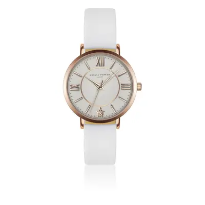 Leather watch woman Amelia Parker Petite Classique White