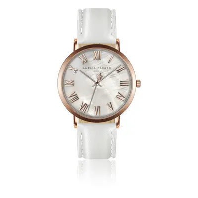 Leather watch woman Amelia Parker Classique White