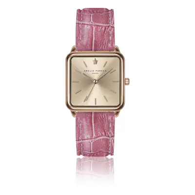 Leather watch woman Amelia Parker Gold Plaza Pink