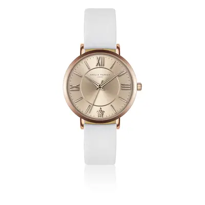 Leather watch woman Amelia Parker Petite Rose White