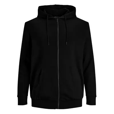 Hooded zip sweatshirt large size Jack & Jones Basic Noir