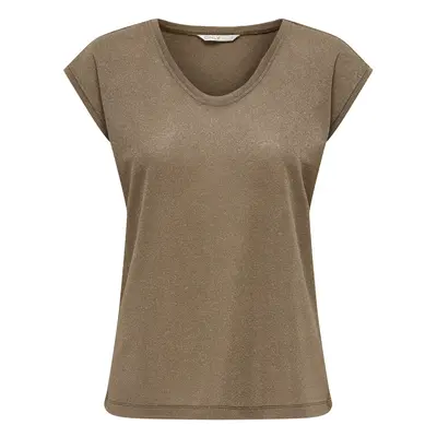 T-shirt v-neck lurex woman Only Silvery