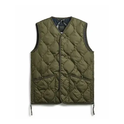 Sleeveless v-neck military button-Puffer Jacket Taion