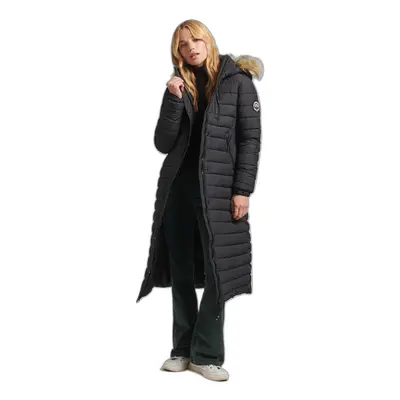 Long Hooded Puffer Jacket with fake fur for women Superdry