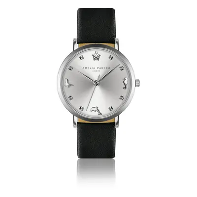 Leather watch woman Amelia Parker Charm Black