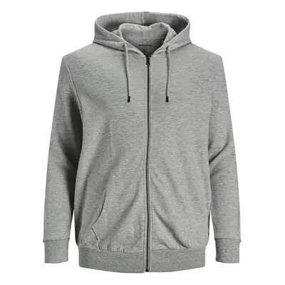 Hooded zip sweatshirt large size Jack & Jones Basic Gris