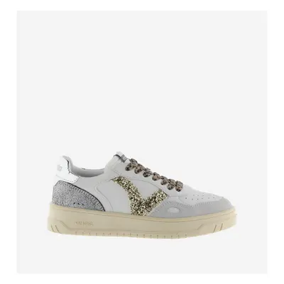 Ladies' white and gold leather effect trainers Victoria