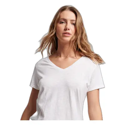 Woman's embroidered and flamed v-neck T-shirt Superdry