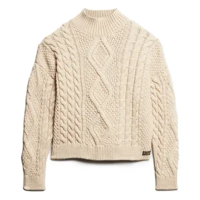 Women's knitted polo sweater Superdry Aran Cable