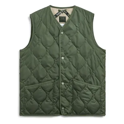 Sleeveless v-neck military button-Puffer Jacket Taion