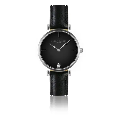 Leather watch woman Amelia Parker Night Shore Black