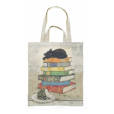 Rectangular canvas tote bag kitten books Kiub Bug Art