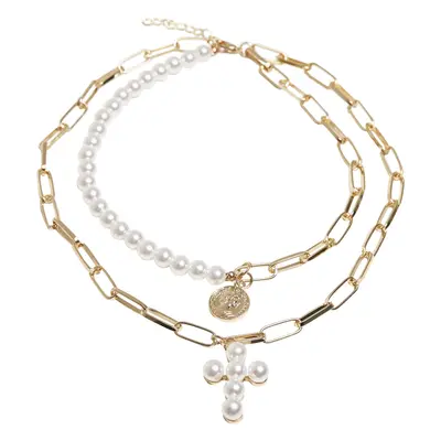 Necklace Urban Classics pearl cross layering