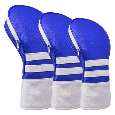 LEGACY STRIPED PU LEATHER HEADCOVERS - BLUE - Fairway Headcover