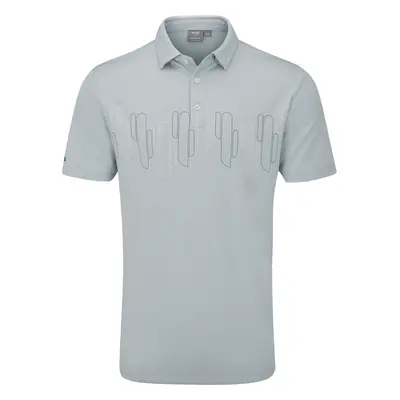 PING ARIZONA CACTUS PRINT GOLF POLO SHIRT - PEARL GREY - 2XL