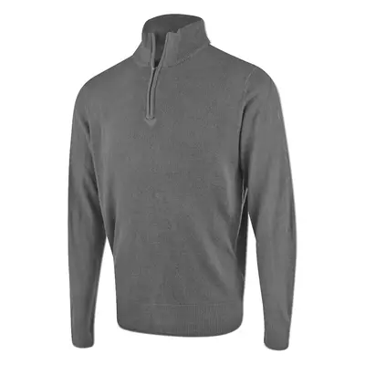 ISLAND GREEN FINE KNIT SUPERSOFT 1/4 ZIP JUMPER - LIGHT GREY - M