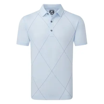 FOOTJOY RAKER PRINT LISLE GOLF POLO SHIRT 81605 - MIST - S