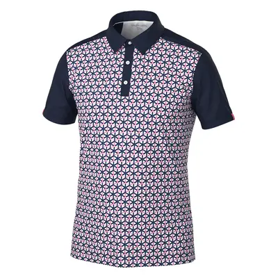 GALVIN GREEN MIO GOLF POLO SHIRT - CAMELIA ROSE / WHITE - 2XL