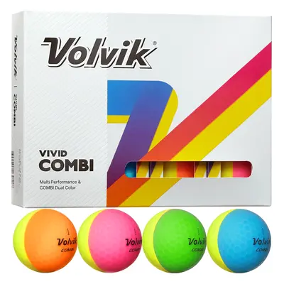 VOLVIK VIVID COMBI 50/50 COLOUR GOLF BALLS - 1 Dozen