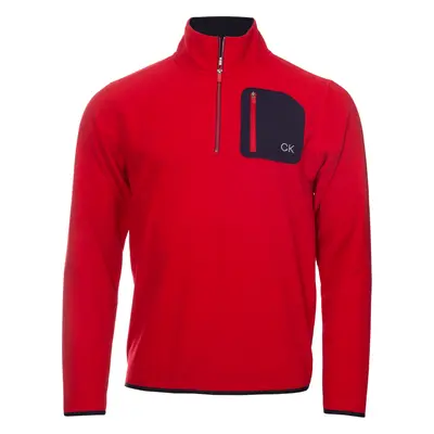 CALVIN KLEIN PLANET FLEECE 1/2 ZIP GOLF PULLOVER - RED - 2XL