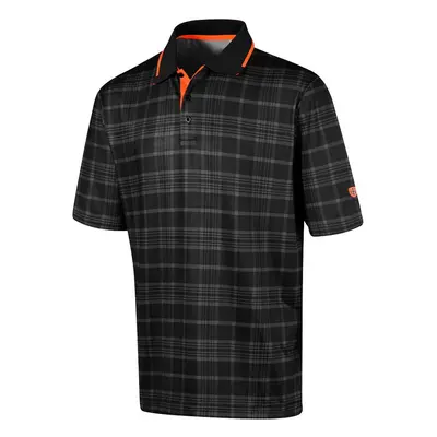 ISLAND GREEN PLAID CHECK PRINT GOLF POLO SHIRT - BLACK - S