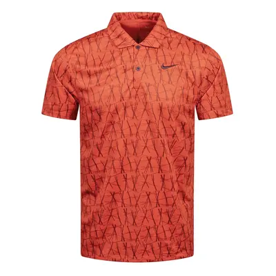 NIKE DRI-FIT VICTORY+ LONG LEAF POLO SHIRT - PICANTE RED - M