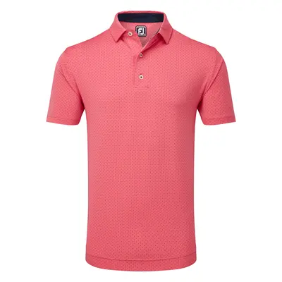 FOOTJOY DOT PRINT LISLE GOLF POLO SHIRT 81677 - CORAL RED / NAVY - S