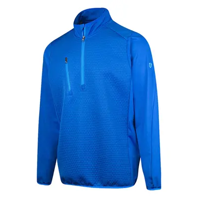 ISLAND GREEN PANELLING 1/4 ZIP MIDLAYER PULLOVER - BLUE - L