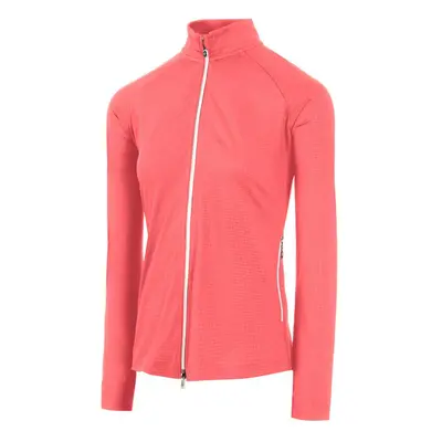 ISLAND GREEN LADIES FULL ZIP EMBOSSED GOLF JUMPER - CORAL PINK - M