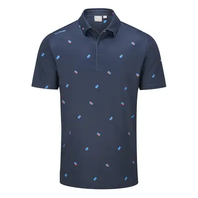 PING TWO TONE POLO SHIRT - NAVY / POPPY - S