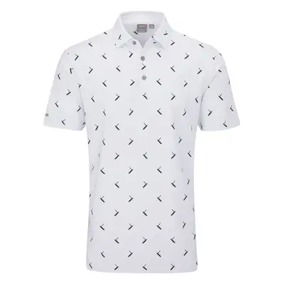 PING GOLD PUTTER PRINTED GOLF POLO SHIRT - WHITE / NAVY MULTI - 2XL