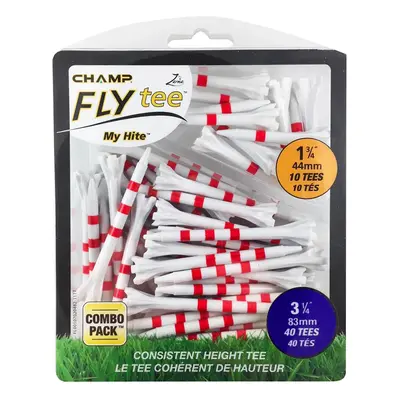 CHAMP ZARMA FLY TEE GOLF TEES X 50 TEE COMBO PACK - White / Red 3.25"