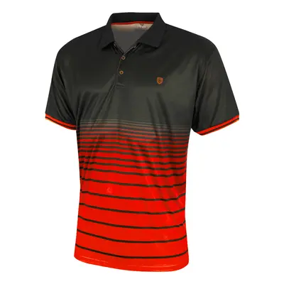 ISLAND GREEN SUBLIMATED STRIPE GOLF POLO SHIRT - RED - S