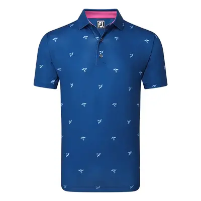 FOOTJOY THISTLE PRINT LISLE GOLF POLO SHIRT 80887 - DEEP BLUE - S