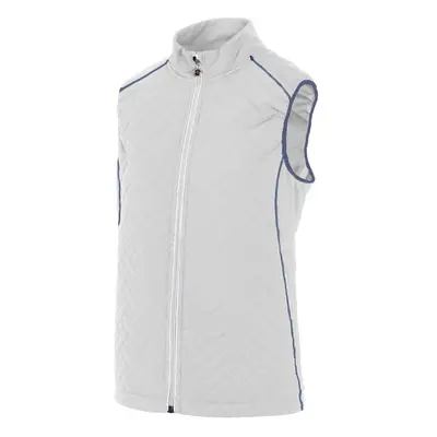 ISLAND GREEN LADIES CONTRAST PIPING QUILTED PADDED GILET - WHITE / NAVY - XL