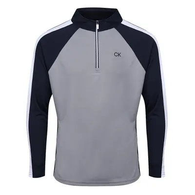 CALVIN KLEIN DRIVE 1/2 ZIP GOLF PULLOVER - SILVER / NAVY - 2XL