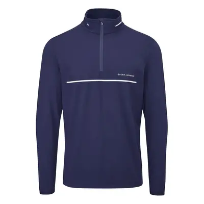 OSCAR JACOBSON DARWIN 1/4 ZIP PULLOVER - NAVY - S