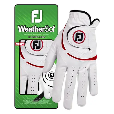 FOOTJOY 2025 MENS WEATHERSOF GOLF GLOVE - WHITE / RED - LH (FOR RH GOLFER) , S