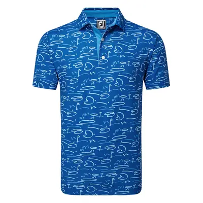 FOOTJOY GOLF COURSE DOODLE GOLF POLO SHIRT 81581 - DEEP BLUE - S