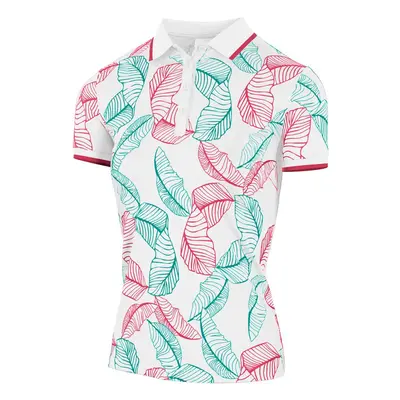 ISLAND GREEN LADIES LEAF PRINT POLO SHIRT - WHITE - S