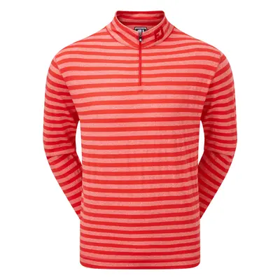 FOOTJOY PEACHED JERSEY TONAL STRIPE CHILL-OUT GOLF PULLOVER 88404 - RED - S