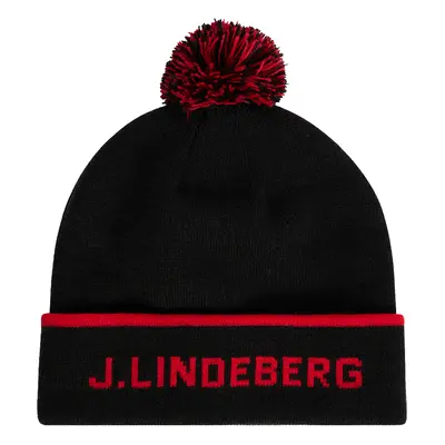 J.LINDEBERG STRIPE GOLF BEANIE - BLACK / RED