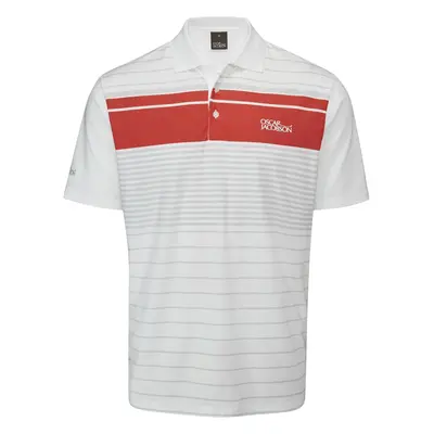 OSCAR JACOBSON CROFT GOLF POLO SHIRT - JEWEL RED / LUNAR GREY - M