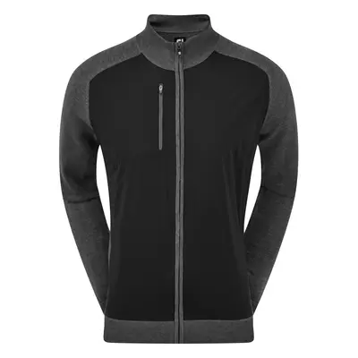 FOOTJOY WOOL BLEND TECH FULL ZIP GOLF SWEATER 92949 - BLACK / CHARCOAL - S