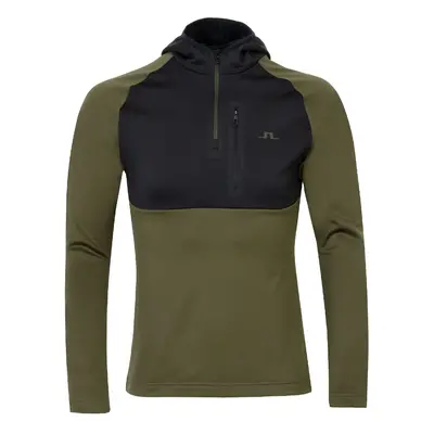 J.LINDEBERG ADAM QUARTER ZIP GOLF HOODIE - FOREST GREEN - M