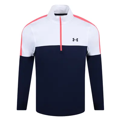 UNDER ARMOUR 1/2 ZIP STORM GOLF MIDLAYER - MIDNIGHT NAVY / WHITE / PINK - S