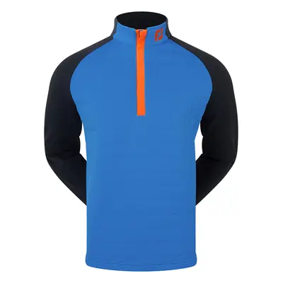 FOOTJOY QUILTED JACQUARD CHILL-OUT XP GOLF PULLOVER 88836 - SAPPHIRE / BLACK / ORANGE - S