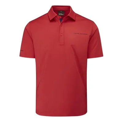 OSCAR JACOBSON CHAP II TOUR POLO SHIRT - JEWEL RED / NAVY - S