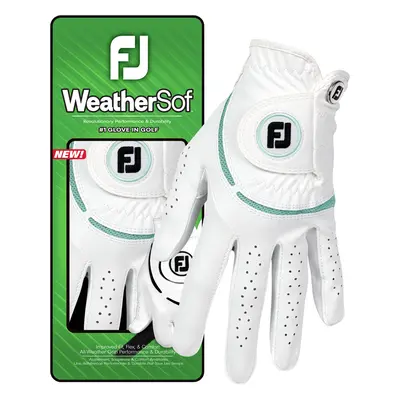 FOOTJOY 2025 WEATHERSOF LADIES ALL WEATHER GOLF GLOVE - WHITE / SEAGLASS - LH (FOR RH GOLFER) , 